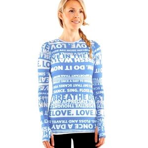 Vintage Lululemon Discover Manifesto Long Sleeve Blue and White Tee | medium